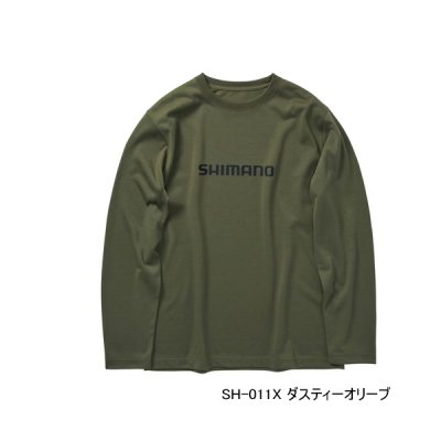 画像1: ≪'24年9月新商品！≫ シマノ ドライロゴTシャル ロングスリーブ SH-011X ダスティーオリーブ Sサイズ [9月発売予定/ご予約受付中]