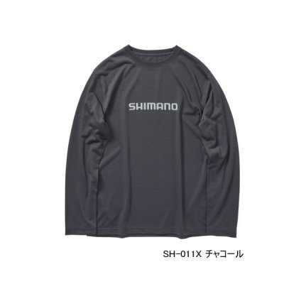 画像1: ≪'24年9月新商品！≫ シマノ ドライロゴTシャル ロングスリーブ SH-011X チャコール Lサイズ [9月発売予定/ご予約受付中]