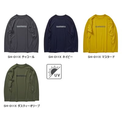 画像2: ≪'24年9月新商品！≫ シマノ ドライロゴTシャル ロングスリーブ SH-011X ダスティーオリーブ Sサイズ [9月発売予定/ご予約受付中]