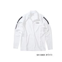 ≪'25年3月新商品！≫ シマノ ウォーターリペル ハーフジップシャツ ロングスリーブ SH-040X ホワイト Sサイズ [3月発売予定/ご予約受付中]