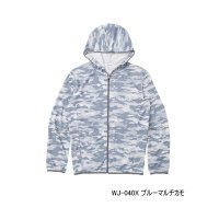 ≪'25年3月新商品！≫ シマノ サン プロテクション ジップアップ グラフィックパーカー WJ-040X ブルーマルチカモ Sサイズ [3月発売予定/ご予約受付中]