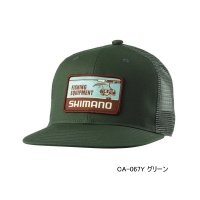 ≪'25年3月新商品！≫ シマノ グラフィック フラットメッシュキャップ CA-067Y グリーン Mサイズ [3月発売予定/ご予約受付中]