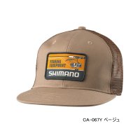 ≪'25年3月新商品！≫ シマノ グラフィック フラットメッシュキャップ CA-067Y ベージュ Mサイズ [3月発売予定/ご予約受付中]