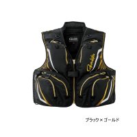 ≪'25年3月新商品！≫ がまかつ ハーフメッシュベスト GM-2331 ブラック×ゴールド Mサイズ [3月発売予定/ご予約受付中]