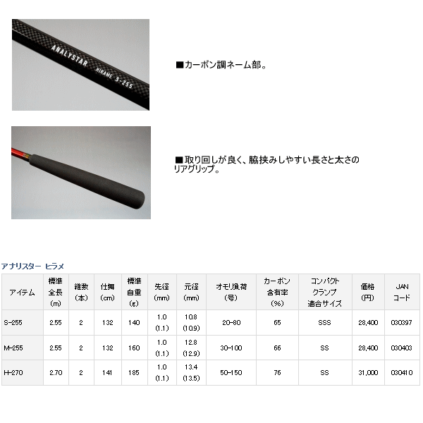 ≪新商品！≫ ダイワ アナリスター ヒラメ H-270 〔仕舞寸法 141cm〕