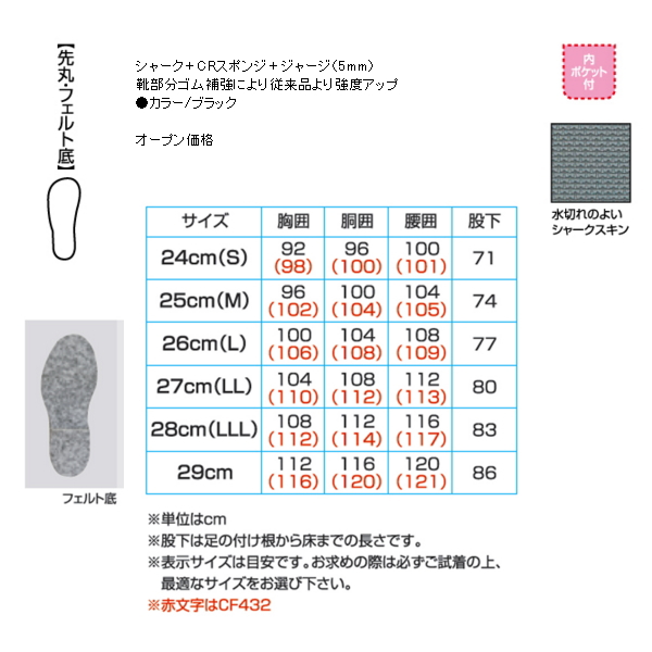 阪神素地 胴付長靴 先丸 フェルト底 Cf 402 ブラック 25cm