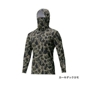 画像: ≪'20年3月新商品！≫ シマノ サン プロテクション ロングスリーブマスクシャツ IN-063T カーキダックカモ Sサイズ [3月発売予定/ご予約受付中]