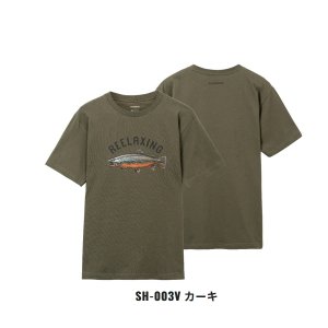 画像: ≪'23年3月新商品！≫ シマノ オーガニックコットン グラフィック Tシャツ SH-003V カーキ XSサイズ [3月発売予定/ご予約受付中]