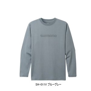 画像: ≪'23年9月新商品！≫ シマノ コットン ロゴ ロングスリーブ SH-011V ブルーグレー Mサイズ [9月発売予定/ご予約受付中]