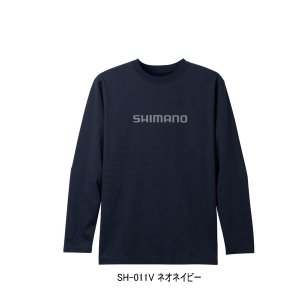 画像: ≪'23年9月新商品！≫ シマノ コットン ロゴ ロングスリーブ SH-011V ネオネイビー Mサイズ [9月発売予定/ご予約受付中]