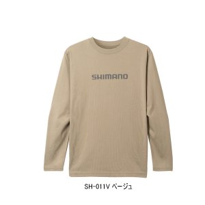 画像: ≪'23年9月新商品！≫ シマノ コットン ロゴ ロングスリーブ SH-011V ベージュ Mサイズ [9月発売予定/ご予約受付中]