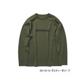 画像: ≪'24年9月新商品！≫ シマノ ドライロゴTシャル ロングスリーブ SH-011X ダスティーオリーブ 2XLサイズ [9月発売予定/ご予約受付中]