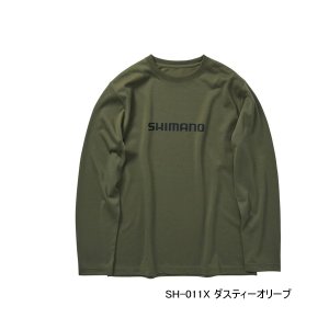 画像: ≪'24年9月新商品！≫ シマノ ドライロゴTシャル ロングスリーブ SH-011X ダスティーオリーブ Sサイズ [9月発売予定/ご予約受付中]