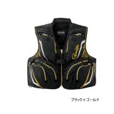 画像: ≪'25年3月新商品！≫ がまかつ ハーフメッシュベスト GM-2331 ブラック×ゴールド Mサイズ [3月発売予定/ご予約受付中]