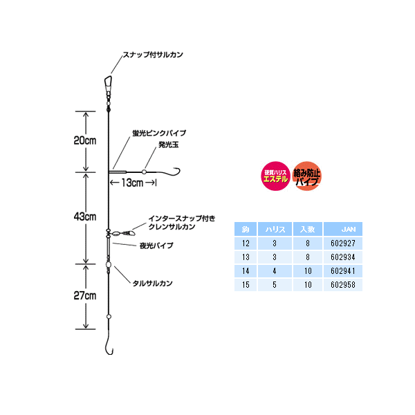 画像: ハヤブサ 投げ遊動 カレイ・アイナメ 2本鈎3セット NT650 14号（ハリス　4号） 【10点セット】