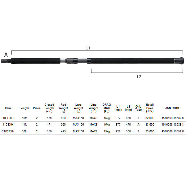 画像: テイルウォーク（tail walk） オキナワ マンビカ 110SXH 〔仕舞寸法 171cm〕【保証書付き】 【大型商品1/代引不可】