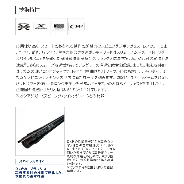 ≪'21年3月新商品！≫ シマノ '21 オシアジガー コンセプトS S66-3
