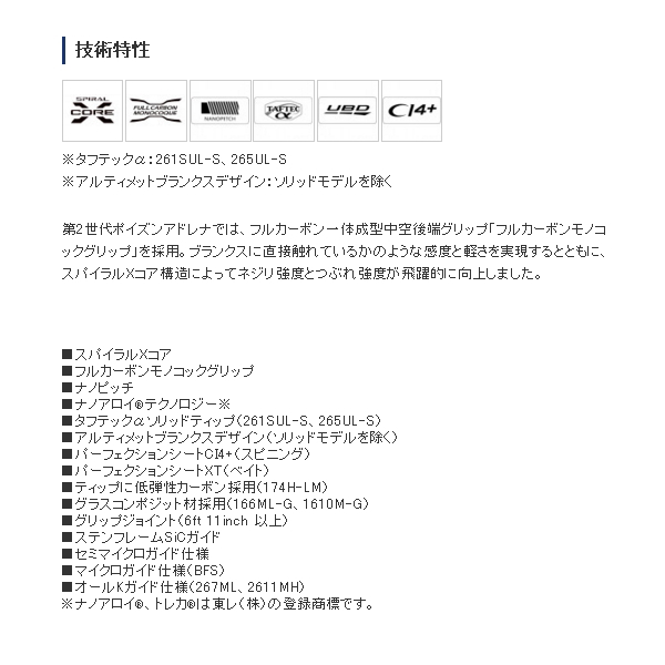 追加の写真が必要ならのせますポイズン アドレナ 2510UL - ロッド