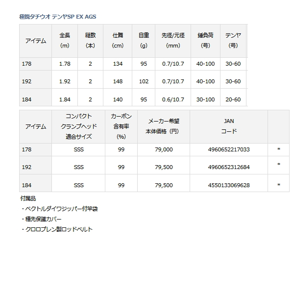 ダイワ 極鋭タチウオ テンヤSP EX AGS 178 〔仕舞寸法 134cm