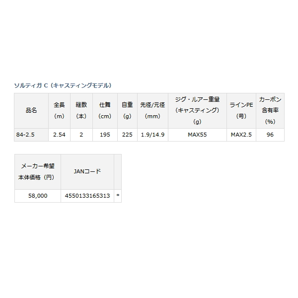 画像: ≪'22年2月新商品！≫ ダイワ ソルティガ C 84-2.5 〔仕舞寸法 195cm〕 【保証書付き】 【大型商品2/代引不可】