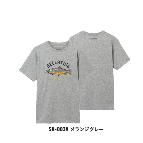 画像1: ≪'23年3月新商品！≫ シマノ オーガニックコットン グラフィック Tシャツ SH-003V メランジグレー Lサイズ [3月発売予定/ご予約受付中]