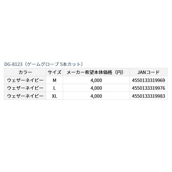 画像: ≪'23年4月新商品！≫ ダイワ ゲームグローブ 5本カット DG-8123 ウェザーネイビー Mサイズ