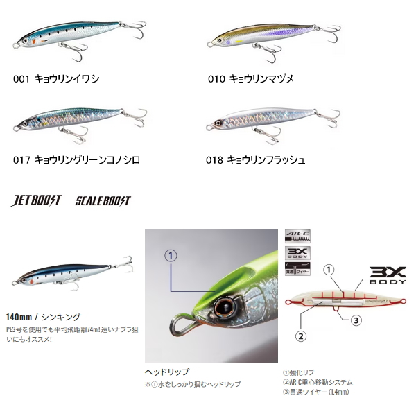 画像2: シマノ コルトスナイパー ロックスライド 140S ジェットブースト OL-214P 017 キョウリングリーンコノシロ 140mm/56g 【2個セット】 【小型商品】