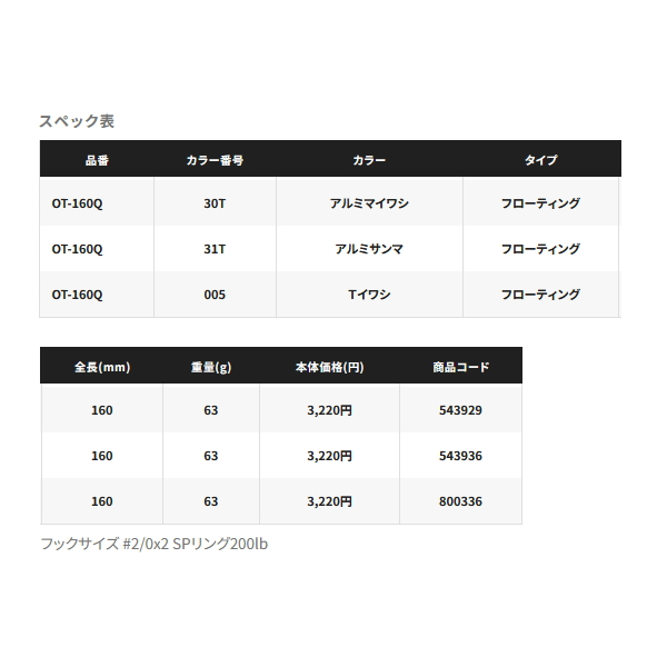 画像: ≪'22年5月新商品！≫ シマノ オシア ドリームチューン 160F OT-160Q 005 Tイワシ 160mm/63g 【2個セット】 【小型商品】