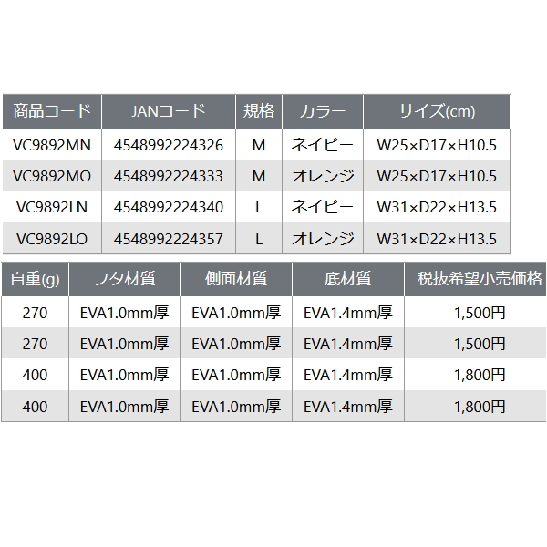 画像: ≪'24年2月新商品！≫ PROX ミニバッカン VC9892LN ネイビー Lサイズ