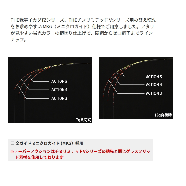 画像2: ≪パーツ≫ 黒鯛工房 カセ筏師 イカダ竿カスタム替え穂先 カスタム-V ACTION 5 〔全長 55.0cm〕