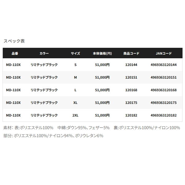 画像: ≪'24年9月新商品！≫ シマノ リミテッド プロ テックダウン スーツ MD-110X リミテッドブラック Sサイズ [9月発売予定/ご予約受付中]