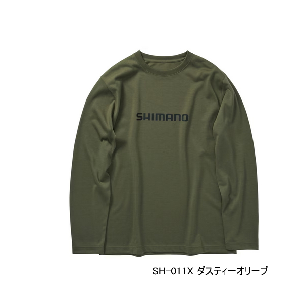 画像1: ≪'24年9月新商品！≫ シマノ ドライロゴTシャル ロングスリーブ SH-011X ダスティーオリーブ Sサイズ [9月発売予定/ご予約受付中]