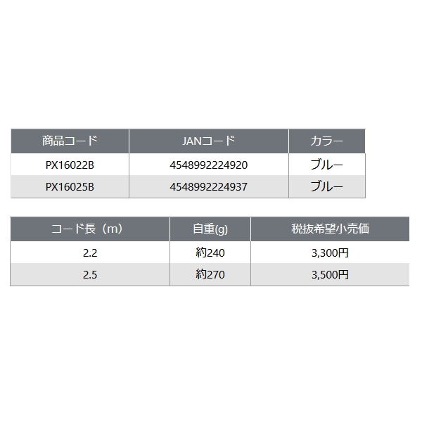 画像: ≪'24年6月新商品！≫ PROX Agウルトラパワーコード PX16022B 2.2m/ブルー