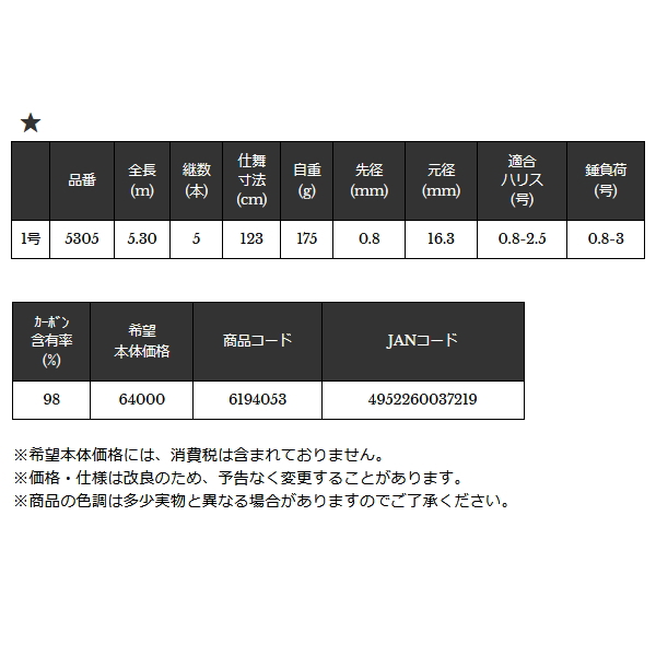 画像: ≪'24年8月新商品！≫ 宇崎日新 ゼロサム チヌ連撃 TCIM 1号 5305 〔仕舞寸法 123cm〕 【保証書付き】 [8月発売予定/ご予約受付中]