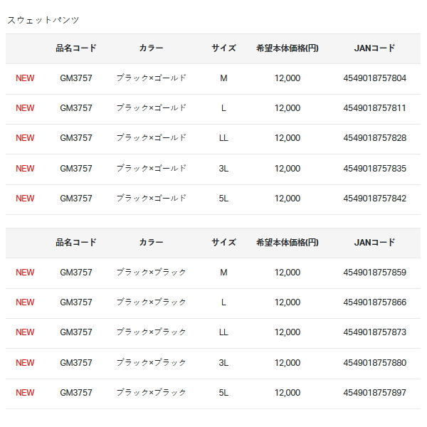 画像: ≪'24年9月新商品！≫ がまかつ スウェットパンツ GM-3757 ブラック×ゴールド 5Lサイズ [9月発売予定/ご予約受付中]