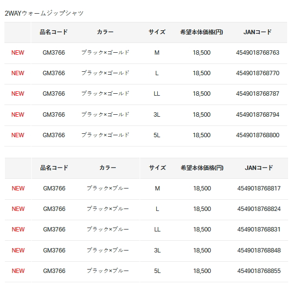 画像: ≪'24年12月新商品！≫ がまかつ 2WAYウォームジップシャツ GM-3766 ブラック×ゴールド Mサイズ [12月発売予定/ご予約受付中]