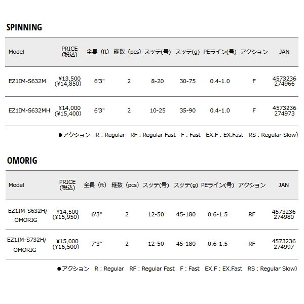 画像: ≪'24年7月新商品！≫ メジャークラフト エギゾースト 1G EZ1IM-S632M 〔仕舞寸法 99cm〕 【保証書付き】