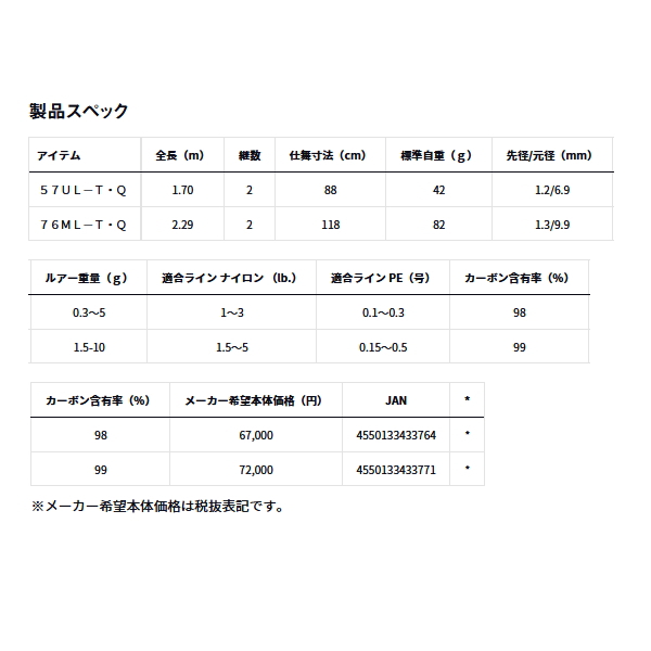 画像: ≪'24年9月新商品！≫ ダイワ 月下美人 EX AGS 76ML-T・Q 〔仕舞寸法 118cm〕 【保証書付き】