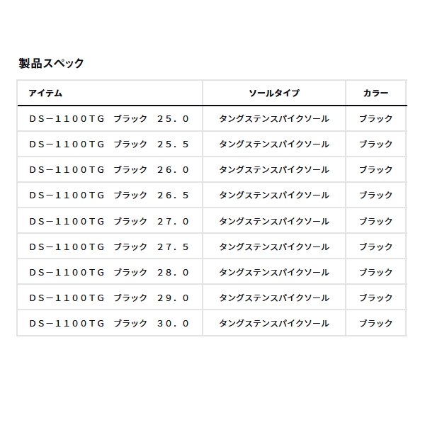 画像: ≪'24年10月新商品！≫ ダイワ TGロックショアシューズ ローカット TGスパイク DS-1100TG ブラック 28.0cm