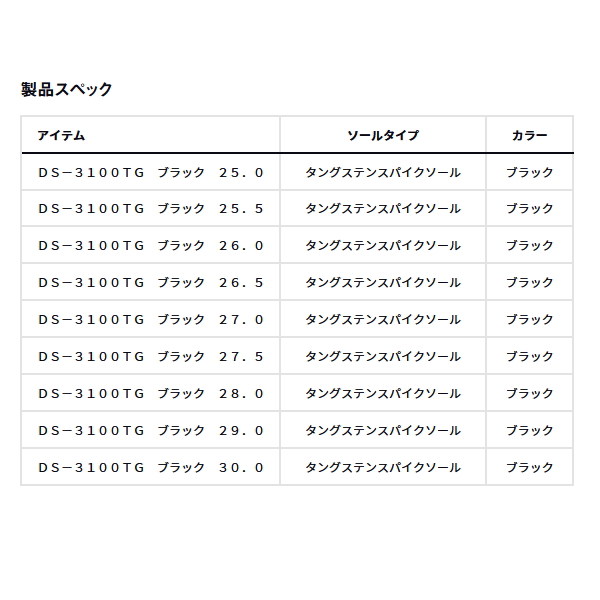 画像: ≪'24年10月新商品！≫ ダイワ TGロックショアシューズ ハイカット TGスパイク DS-3100TG ブラック 27.0cm