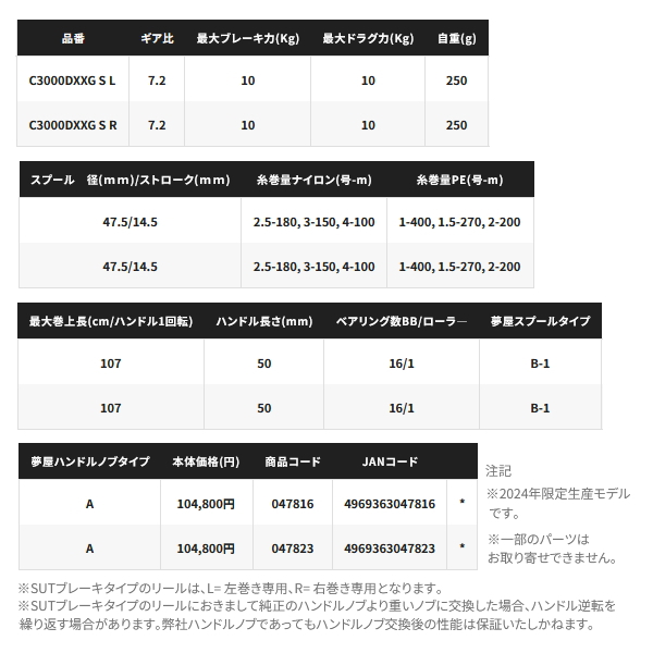 画像: 【送料サービス】 ≪'24年8月新商品！≫ シマノ '24 BB-X テクニウム ファイアブラッド C3000DXXG S R(右) 【小型商品】