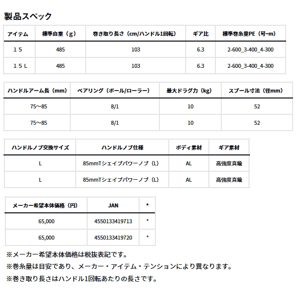 画像: ダイワ ソルティガ 15L(左) 【小型商品】