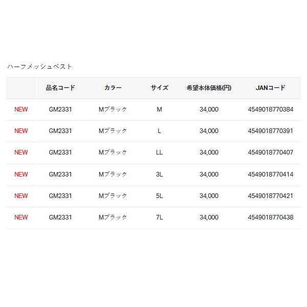 画像: ≪'25年3月新商品！≫ がまかつ ハーフメッシュベスト GM-2331 M・ブラック LLサイズ [3月発売予定/ご予約受付中]