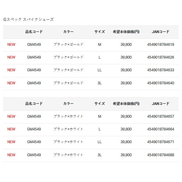 画像: ≪'25年5月新商品！≫ がまかつ Gスペック スパイクシューズ GM-4549 ブラック×ゴールド Lサイズ [5月発売予定/ご予約受付中]