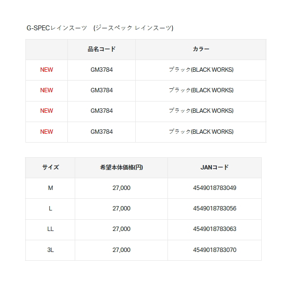 画像: ≪'25年6月新商品！≫ がまかつ Gスペック レインスーツ GM-3784 ブラック(ブラックワークス) Lサイズ [6月発売予定/ご予約受付中]